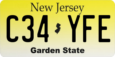 NJ license plate C34YFE