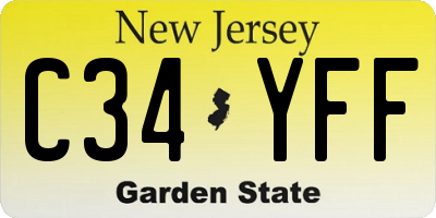 NJ license plate C34YFF