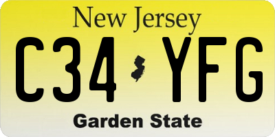 NJ license plate C34YFG