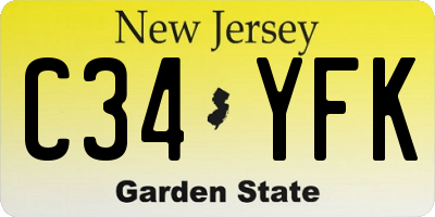 NJ license plate C34YFK
