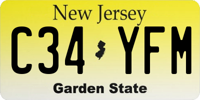 NJ license plate C34YFM