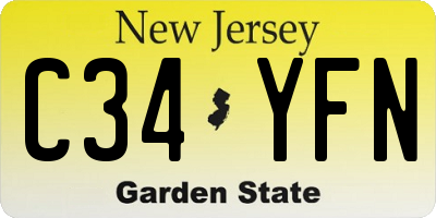 NJ license plate C34YFN