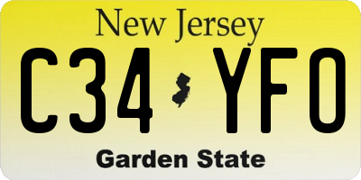 NJ license plate C34YFO