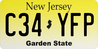 NJ license plate C34YFP