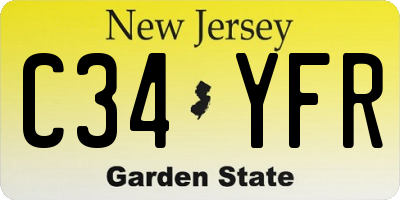 NJ license plate C34YFR