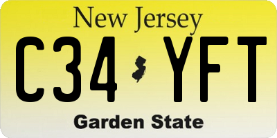 NJ license plate C34YFT