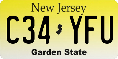 NJ license plate C34YFU