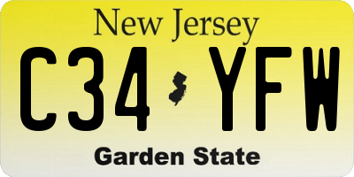 NJ license plate C34YFW