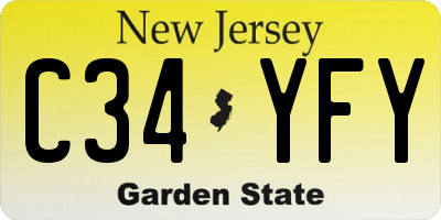 NJ license plate C34YFY