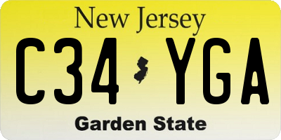 NJ license plate C34YGA