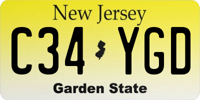 NJ license plate C34YGD