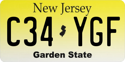 NJ license plate C34YGF