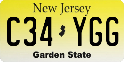 NJ license plate C34YGG