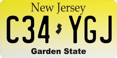 NJ license plate C34YGJ