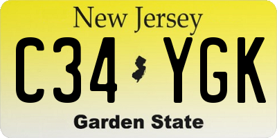 NJ license plate C34YGK