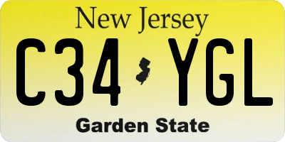 NJ license plate C34YGL