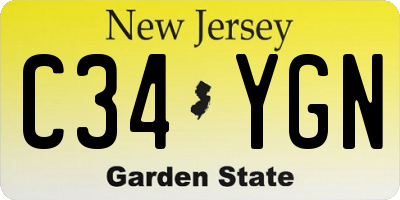 NJ license plate C34YGN