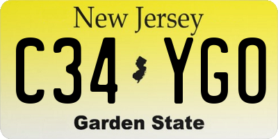 NJ license plate C34YGO