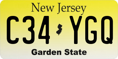 NJ license plate C34YGQ