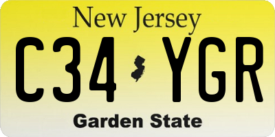 NJ license plate C34YGR