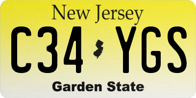NJ license plate C34YGS