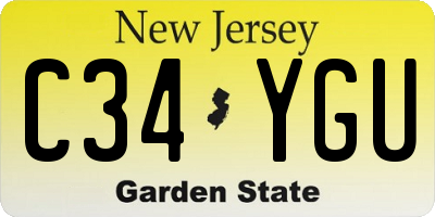 NJ license plate C34YGU