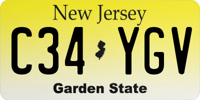 NJ license plate C34YGV