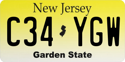 NJ license plate C34YGW