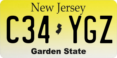 NJ license plate C34YGZ
