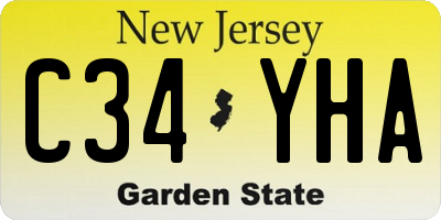 NJ license plate C34YHA