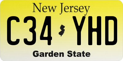 NJ license plate C34YHD