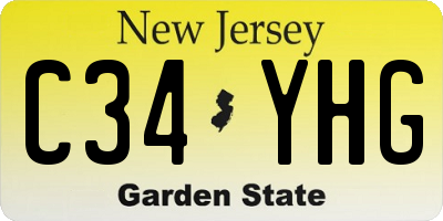 NJ license plate C34YHG