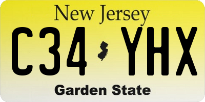 NJ license plate C34YHX