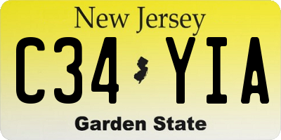 NJ license plate C34YIA