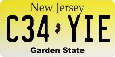 NJ license plate C34YIE