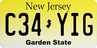 NJ license plate C34YIG