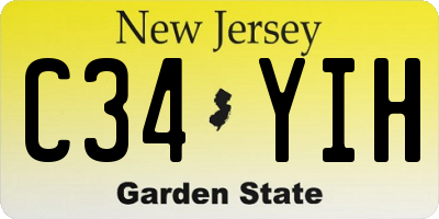 NJ license plate C34YIH
