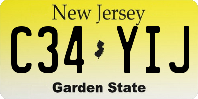 NJ license plate C34YIJ
