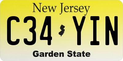 NJ license plate C34YIN