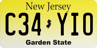 NJ license plate C34YIO