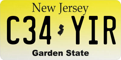 NJ license plate C34YIR