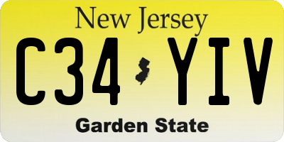 NJ license plate C34YIV