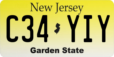 NJ license plate C34YIY