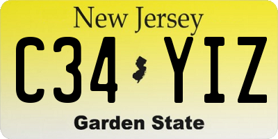 NJ license plate C34YIZ
