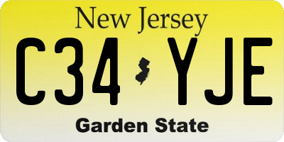 NJ license plate C34YJE