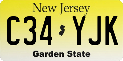 NJ license plate C34YJK