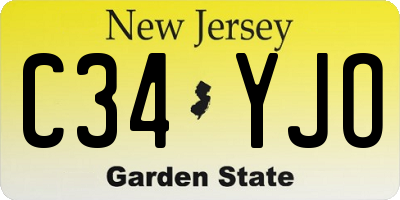 NJ license plate C34YJO