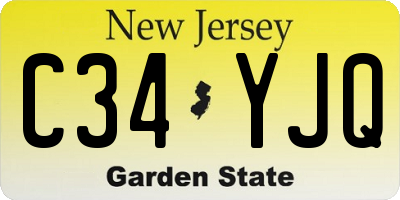 NJ license plate C34YJQ