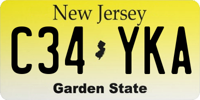 NJ license plate C34YKA