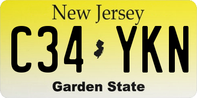 NJ license plate C34YKN